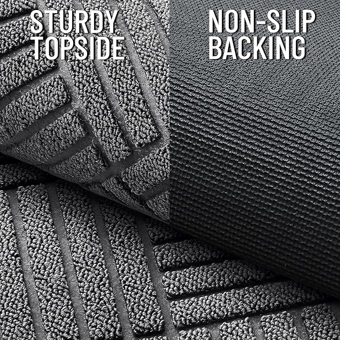 OLANLY Front Door Mat Outside Entrance 35x23, Absorbent, Heavy Duty Sturdy Natural Rubber Doormat Indoor Outdoor, Stain and Fade Resistant, Non-Slip Low Profile Floor Mat for Entryway, Grey Diamond