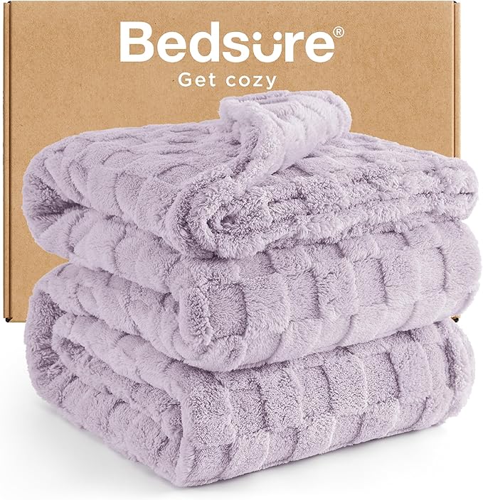 Bedsure GentleSoft Full Size Blankets for Bed Lavender Fog - Super Soft Cozy Fleece Blanket for Kids Girls, Large Fuzzy Throws for Bedroom Decor, 84x90 Inches