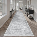 Runner Rug 2'6" x 12' Washable Non-Slip Runner Rugs for Kitchen Bathroom Laundry Room Vintage Ultra Thin Runners for Hallway Entryway Grey