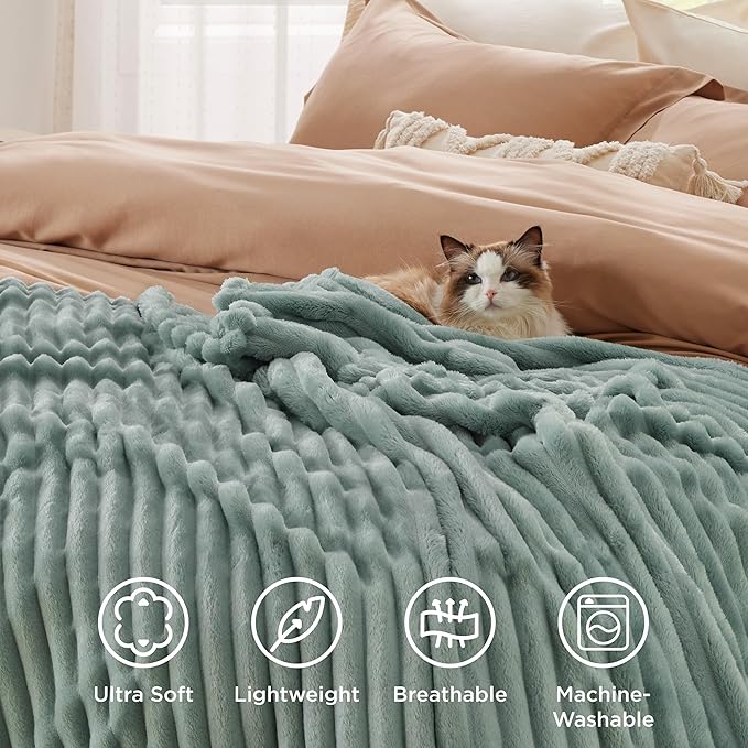 Bedsure GentleSoft Twin XL Blanket for Couch - Cozy Soft Blankets for Women, Cute Small Fleece Throws for Girls, Sage Green, 66x90 Inches