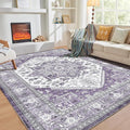 OPPODREAM Soft 6x9 Area Rugs, Washable Rug 6x9 with Non Slip Backing, Faux Cashmere Low-Pile 6 x 9 Carpet, Purple