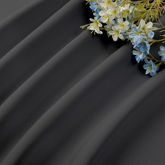 CUCRAF Dark Grey Blackout Curtains 72 inch Length 2 Panels Set, Rod Pocket Room Darkening Drapes for Bedroom Living Room, Insulated Thermal Light Blocking Window Curtain (W52 x L72 Inch)