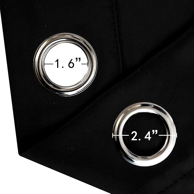 LEMOMO Black Thermal Blackout Curtains/52 x 72 Inch/Set of 2 Panels Room Darkening Curtains for Bedroom