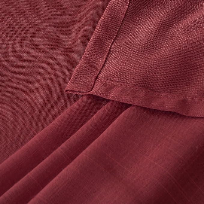 Curtain Panels in Burgundy, Linen Blend Light Filtering, Set of 2, 48 Inch