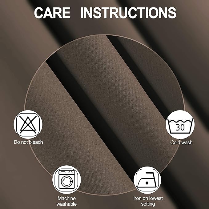 LEMOMO Blackout Curtains 66 x 95 inch/Chocolate Brown Curtains Set of 2 Panels/Thermal Insulated Room Darkening Bedroom Curtains