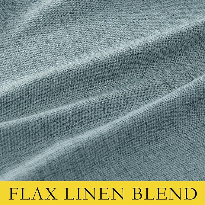 NICETOWN 100% Absolutely Blackout Linen Curtains with Thermal Insulated Liner, Skylark Blue, 42" Wide, 54" Length Energy Saving Curtains for Dining Room 2 Panels Set, Vertical Blinds
