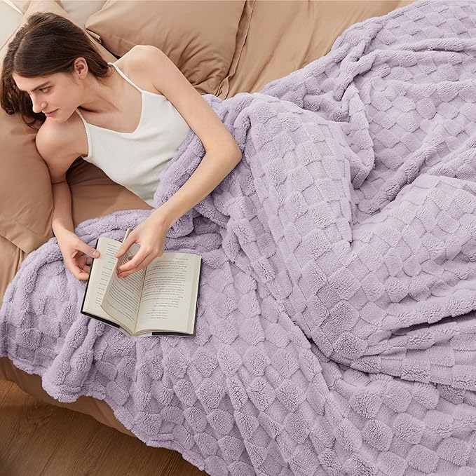 Bedsure GentleSoft King Size Blanket for Bed - Super Soft Cozy Blankets for Kids Girls, Large Fuzzy Fleece Throw for Bedroom Decor, Lavender Fog,108x90 Inches