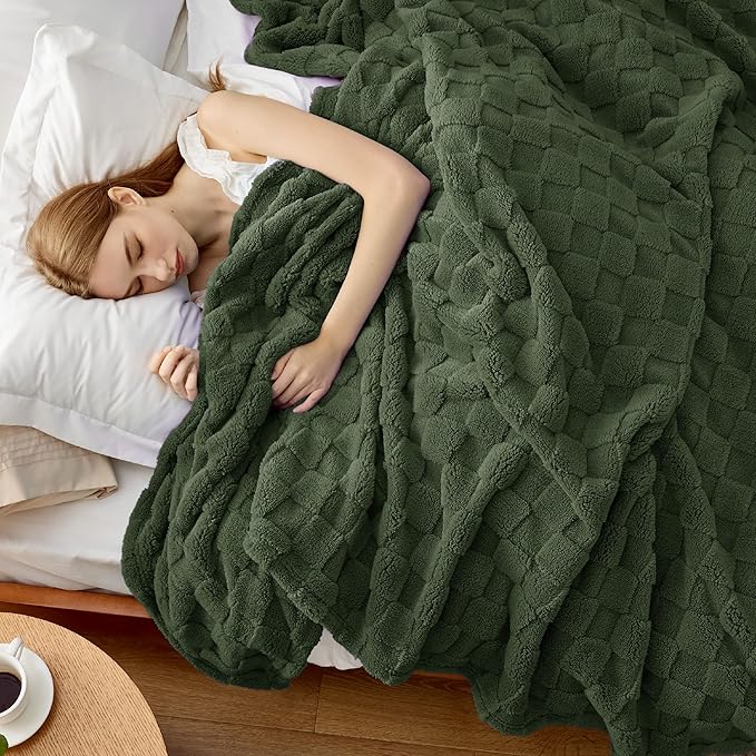 Bedsure GentleSoft King Size Blanket for Bed - Super Soft Cozy Blankets for Kids Girls, Large Fuzzy Fleece Throw for Bedroom Decor, Olive Green,108x90 Inches
