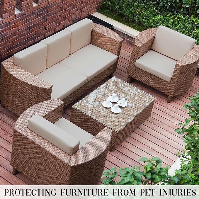 Outdoor Cushion Covers Set,12PCS Patio Furniture Couch Seat Slipcovers, Replacement for Sofa Sectional Chair(Cover，Only)