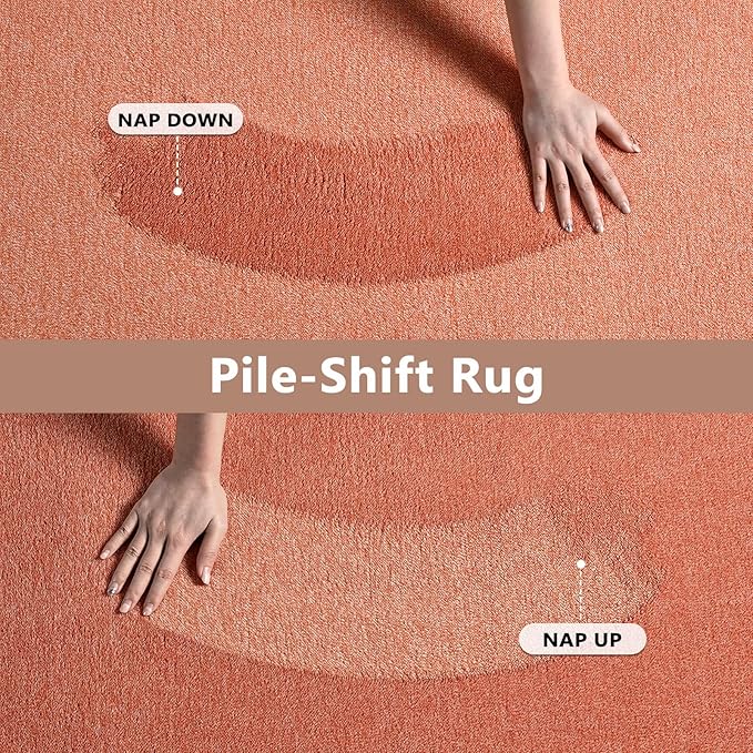 FinRèc 5x7 Washable Area Rugs for Bedroom Living Room, Low Pile Thin Rug Solid Color, Non-Slip Carpet Indoor for Home Decor (Orange)