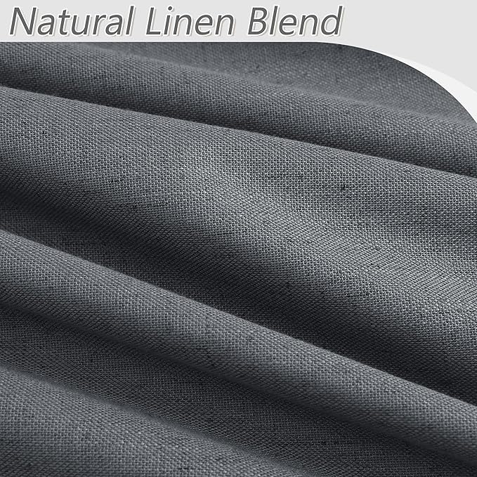Guken Blazer Grey 100% Blackout Linen Curtains 120 Inch Length 2 Panels Set for Living Room Bedroom Back Tab/Rod Pocket Thermal Insulated Farmhouse Black Out Drapes Room Darkening,52x120