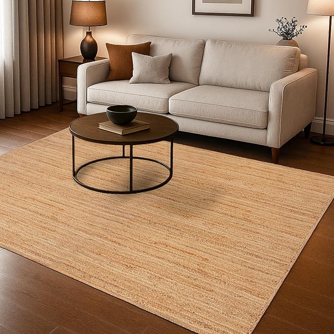 Hausattire Hand Woven Jute Braided Rug, 5'x8' – Natural, Reversible Boho Entry Area Rugs for Kitchen, Living Room I Farmhouse Indoor Outdoor Decorative Floor Rug, 60x96 Inches