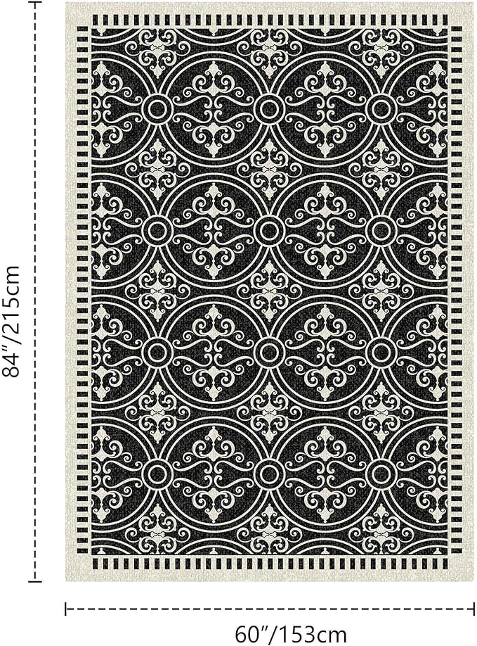 Latte&Fog 5x7 Area Rugs for Living Room Bedroom, Vintage Washable Rug, Boho Non Slip Low Pile Carpet for Dining Room, Office, Dorm, Classroom, Farmhouse and Home Office