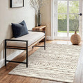 3x4 Washable Entryway Area Rug: Moroccan Small Runner Rug for Hallway Soft Modern Non Slip Door Mat with Rubber Backing Low Pile Thin Floor Carpet for Kitchen Bathroom Bedroom Indoor 3x4 Beige