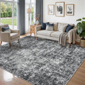 5x7 Area Rugs for Living Room Rug Washable: Abstract Rug for Dining Room Bedroom Carpet Non Slip 5 by 7 Indoor Modern Nursery Home Office Black Grey