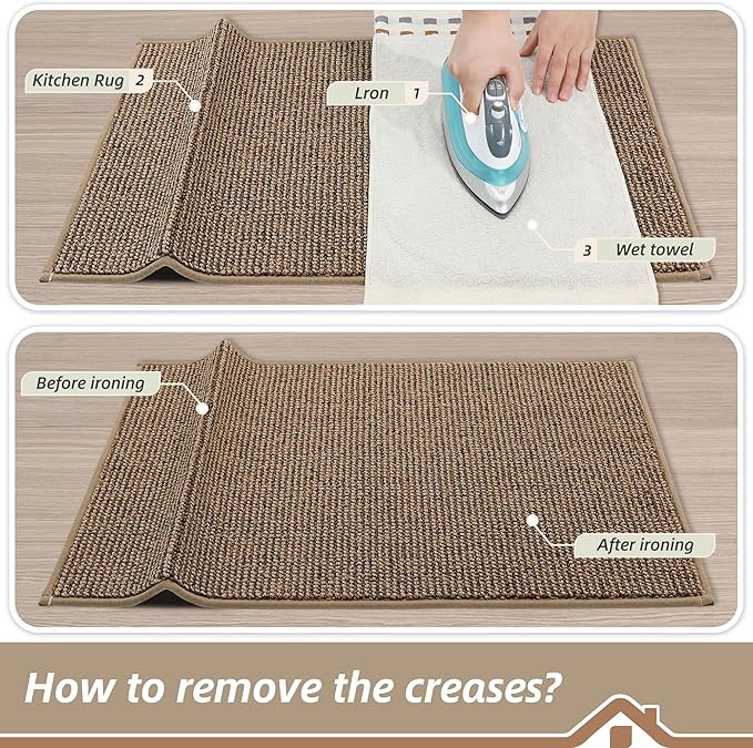 BEQHAUSE Kitchen Rugs 20"x32", Non-Slip Kitchen Mats for Floor, Super Absorbent and Stain Resistant Kitchen Rugs, Machine Washable Rugs for Kitchen, Hallway, Laundry & Sink, Taupe