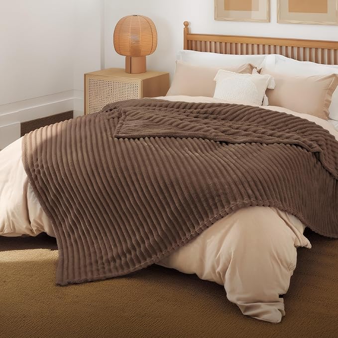 Bedsure GentleSoft Brown Fleece Blanket for Couch -Cozy Soft Blankets for Women, Cute Small Throws for Girls, 90x90 Inches