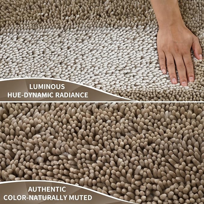 Bath Rug 31.5 x 20 Inch Chenille Non-Slip Machine Washable