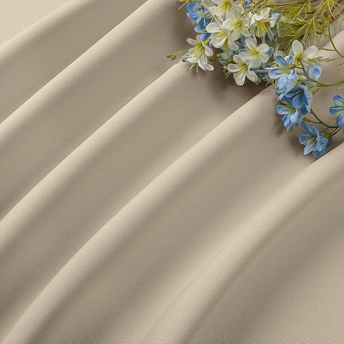 CUCRAF Light Beige Blackout Curtains 45 inch Length 2 Panels Set, Rod Pocket Room Darkening Drapes for Bedroom Living Room, Insulated Thermal Light Blocking Window Curtain (W52 x L45 Inch)