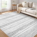 Nakagishi 6x8 Area Rug Living Room: Washable Boho Large Neutral Modern Soft Farmhouse Rugs Stain Resistant Indoor Floor Non-Slip Carpet for Bedroom Nursery Kids Playroom Office Dining Room- Grey