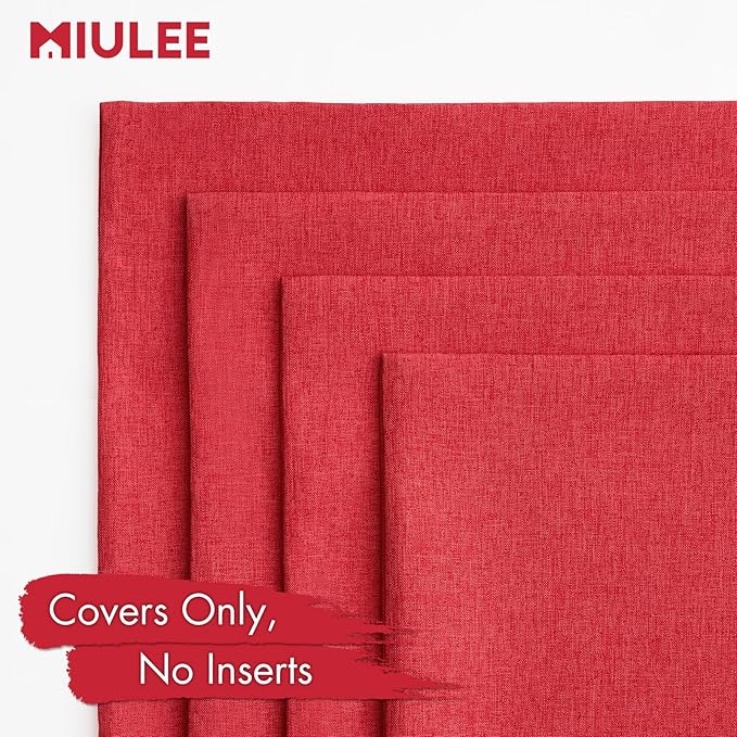 MIULEE Pack of 4 Decorative Throw Pillow Covers Linen Waterproof Pillow Covers Farmhouse Cushion Cases for Outdoor Patio Garden Tent Balcony Couch Sofa18x18 inch Red