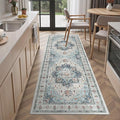 Madane Washable Runner Rug - 2x6 Rug Runners for Hallways 6 Feet Non Slip Vintage Kitchen Runner Rug Ultra-Thin Bathroom Runner Rugs Carpet Laundry Room Bedroom (2x6ft, Blue)
