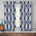 Beauoop 100% Blackout Curtains 72 Inches Long 2 Panels for Bedroom Living Room Blue Grey Moroccan Geo Room Darkening Thermal Insulated Soundproof Grommet Top Window Treatments Drapes, 50x72 Set of 2