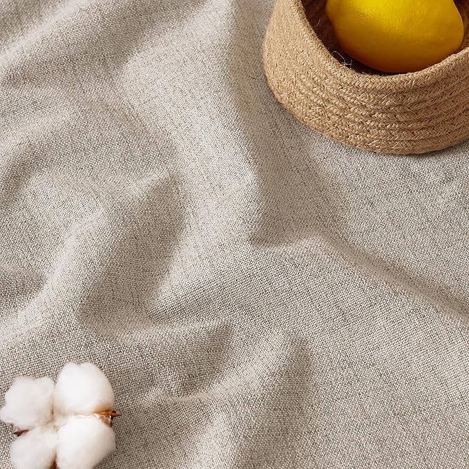 RYB HOME Natural Beige 100% Blackout Linen Curtains for Bedroom 84 inches Long, Thermal Insulated&Privacy Assurd Window Curtains for Living Room Dining Patio Sliding Glass Door, W52 x L84, 2 Panels
