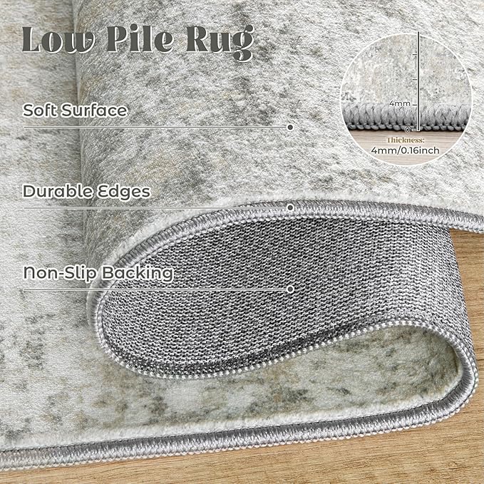 9x12 Area Rug for Living Room, Washable Modern Abstract Large Area Rug Neutral Soft Non Slip Kids Rug Stain Resistant Indoor Carpet for Bedroom Dining Room Playroom Office(BeigeGrey, 9'x12')