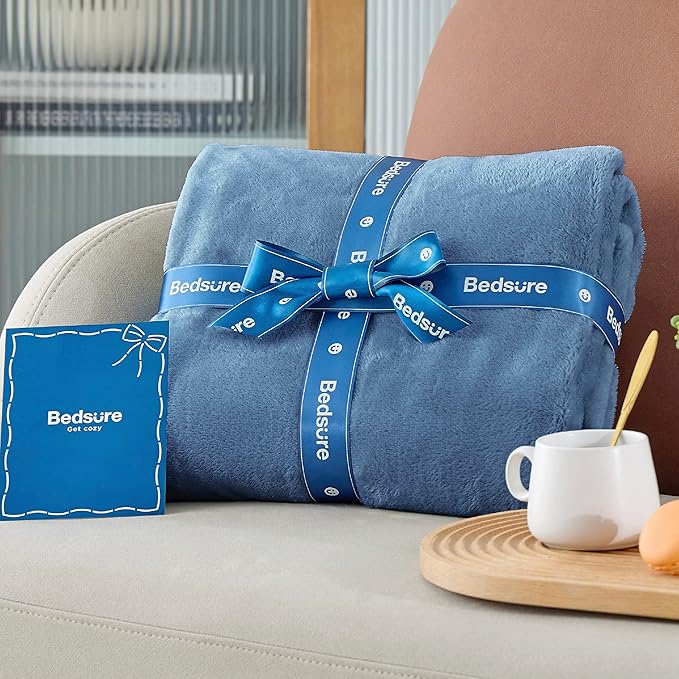 Bedsure GentleSoft Fleece Blankets King Size Washed Blue - Bed Blanket Soft Lightweight Plush Cozy Fuzzy Luxury Microfiber, 108x90 inches