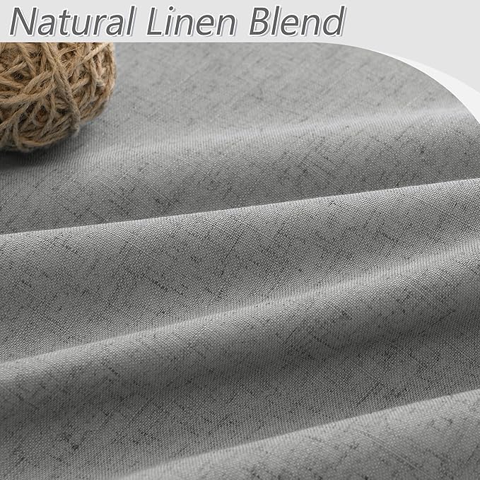 Guken 100% Blackout Linen Curtains 120 Inch Length 2 Panels Set for Living Room Bedroom Back Tab Thermal Insulated Black Out Linen Drapes Room Darkening Window Curtains,Dark Grey