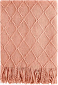 BOURINA Orange Throw Blanket 60x80 Inches Throw Textured Solid Soft Sofa Throw Couch Knitted Decorative Blanket