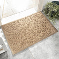 Beige Leaves Outdoor Indoor Entrance Doormats, Absorbent Durable Heavy Duty Welcome Front Door Mat,Thick Natural Rubber Back,Easy Clean Entryway Mat 23x35 Inch, Low Profile