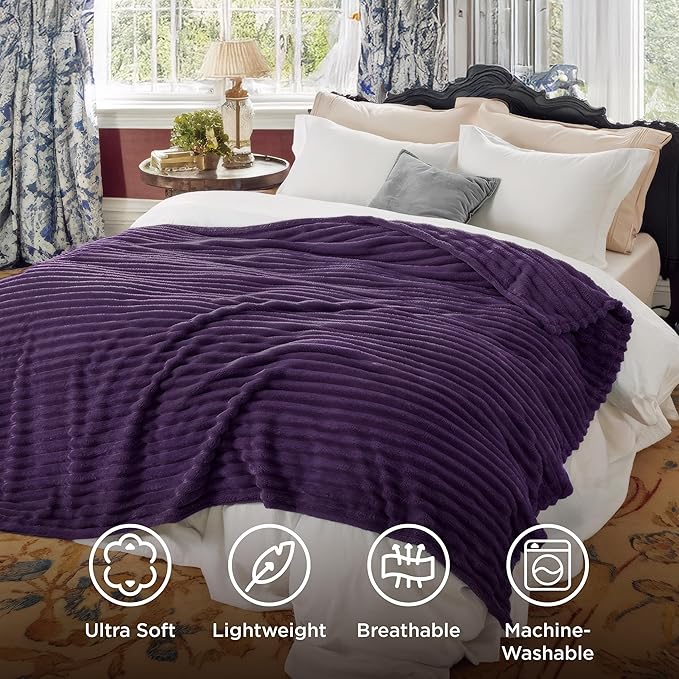 Bedsure GentleSoft Purple Fleece Blanket for Couch - Cozy Soft Blankets for Women, Cute Small Throws for Girls, 90x90 Inches