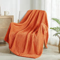 Exclusivo Mezcla Fleece Throw Blanket Extra Large, Super Soft and Warm Blankets for Couch, Sofa and Bed Waffle Textured, Cozy, Fuzzy and Lightweight (Burnt Orange, 50x70 Inches)