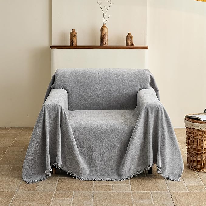 Armchair Couch Cover for Dogs 1 Cushion, Washable Recliner Covers Sofa Protector, Oversized Single Chair Covers, Accent Chair Couch Slipcovers, Pet Couch Cover Blanket Throws(71"x91", Grey)