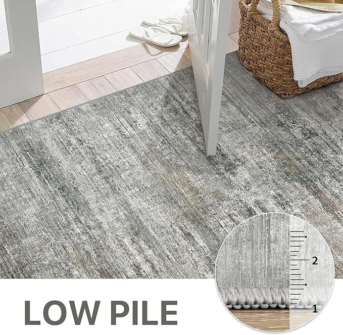 BEIMO Area Rugs 6x9 for Living Room Bedroom, Modern Abstract Machine Washable Rug, Large Soft Low Pile Floor Cover with Non Slip Backing for Dining Room, Ash Gray Brown