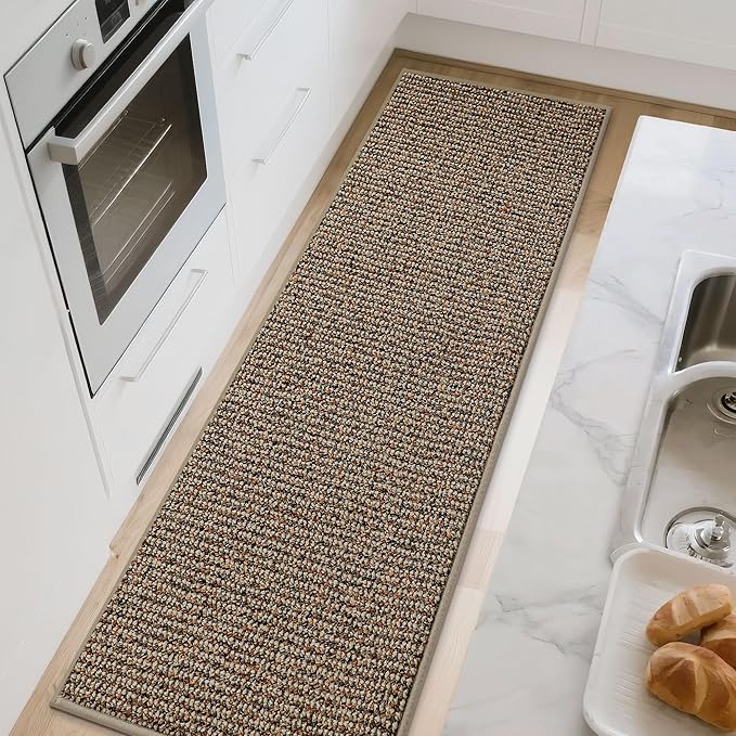 BEQHAUSE Kitchen Runner Rugs 20"x48", Non-Slip Kitchen Mats for Floor, Super Absorbent and Stain Resistant Kitchen Rug, Machine Washable Rugs for Kitchen, Hallway, Laundry & Sink, Taupe