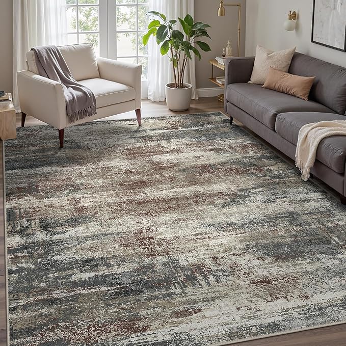 Area Rugs 5x7 for Living Room Bedroom, Modern Abstract Machine Washable Rug, Large Soft Low Pile Floor Carpet with Non Slip Backing for Dining Room, Mystic Forest