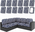 hyha 12Pcs Patio Cushion Covers, Stretch Outdoor Couch Cushion Covers Replacement, Washable Outdoor Chair/Sofa Slipcovers for Patio Furniture Cushions Protector with Elastic Bottom(Baroque,Cover Only)