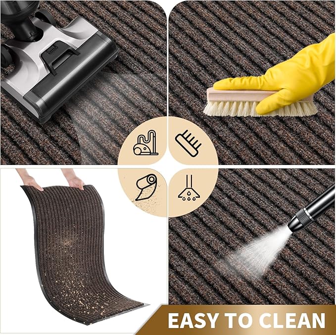 Yimobra Front Door Mat Outdoor Indoor Entrance, 100% Waterproof All-Season All Weather Doormat, Welcome Matt Outside Entry, Non Slip, Low Profile, Heavy Duty Patio Porch Floor Mat,29.5 x 17, Brown