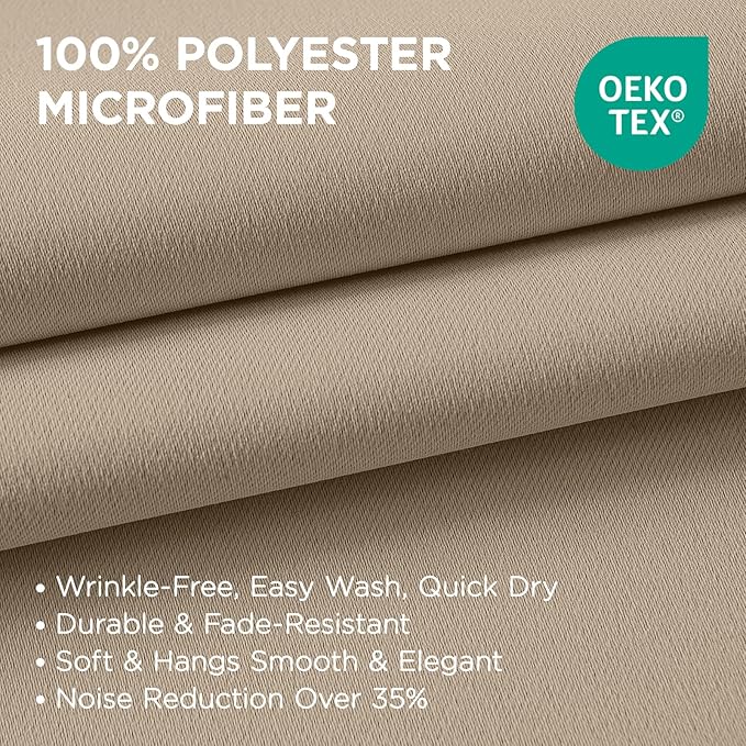 Joydeco Blackout Curtains 84 Inch Length 2 Panels Set, Thermal Insulated Long Curtains& Drapes 2 Burg, Room Darkening Grommet Drapes for Living Room Bedroom Window (W52 x L84 Inch, Light Beige)