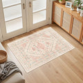 Entryway Rug - 2x3 Washable Rug Runner for Bathroom, Laundry Room, Kitchen, Soft Vintage Hallway Runner for Bedroom, Non-Slip Door Mat Indoor Entrance(Pink,2'x3')