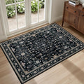 2x3 Area Rugs Living Room Rug: Washable Vintage Boho Medallion Rug No Slip Stain Resistant Soft Carpet Indoor Floor Large Carpets for Bedroom Dining Room Farmhouse Nursery Hallway Home Office Black