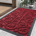 Smiry Welcome Door Mat Outside Entrance, Heavy Duty Trap Dirt and Moisture Easy Clean Low Profile Patio Porch Indoor Outdoor Front Doormat for Entry, 35x23 Inch, Burgundy