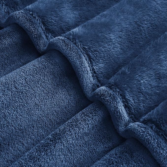 BEDELITE Big Fleece Blanket - 120" x 120" (10' x 10'), Super Soft Fluffy Fuzzy Oversized King Blanket for Bed, Couch, Sofa, Camping, Fits Whole Family, Navy Blue