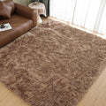 Goolela Area Rug 8x10 - Light Brown Beige - Fluffy Fuzzy Shag Rug for Living Room Bedroom Faux Sheepksin Fur Plush Rectangle
