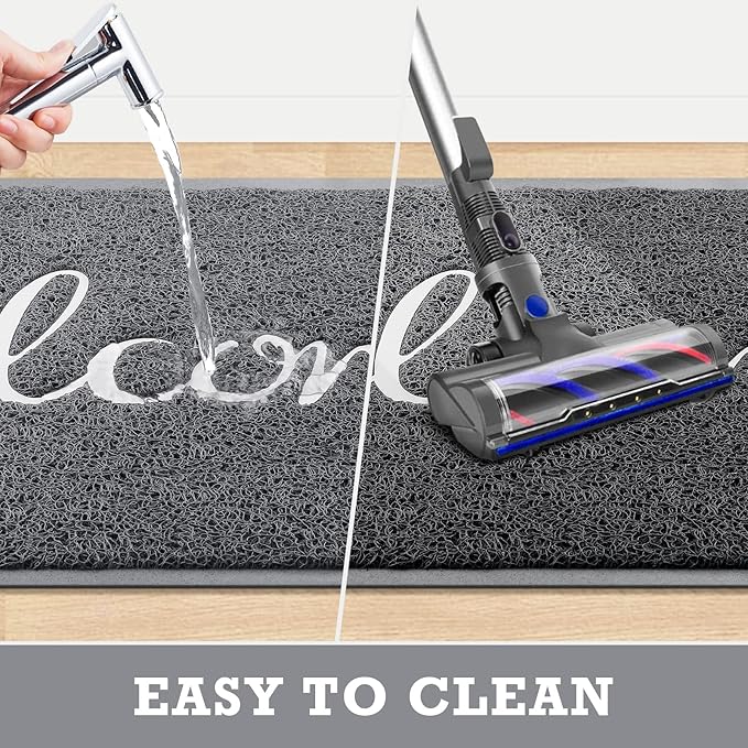 CozyBounty Grey Door Mat Welcome Mats Outdoor Indoor Non-Slip Doormat for Entryway Low-Profile Floor Mat for Yard, Garage, High Traffic Areas (30"x17.5", Grey)