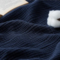 Bedsure 100% Cotton Muslin Throw Blanket Twin XL for Bed - 4-Layer Breathable and Lightweight Thin Soft Summer Gauze Muslin Blankets for Adults, Navy Blue, 66x90 Inches