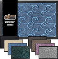 GORILLA GRIP 100% Waterproof All-Season WeatherMAX Doormat, 72x24, US Designed Natural Rubber, Stain and Fade Resistant, Low Profile Indoor Outdoor Door Mats, Easy Clean Patio Mat, Ocean Blue Waves